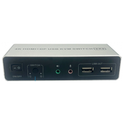 2-portars 4K@60Hz Dual Head HDMI och DisplayPort KVM-switch, 3840 x 2160 60Hz, USB2.0