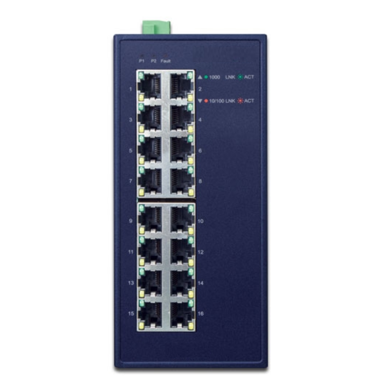 Robust 16-portars industriell Gigabit Ethernet-switch för tuffa miljöer