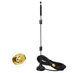 9 dBi Wifi Dual Band piskantenn med magnetisk bas. 3 meter kabel med RP-SMA hane