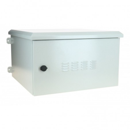 6U 19" utomhusställ, 60 cm djupt, med fläktar installerade. IP55 förseglad