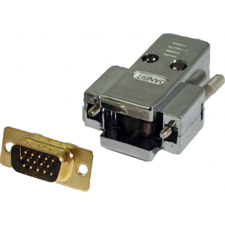 DB15HD haneeekontakt med locket för lödning (VGA-kontakt)