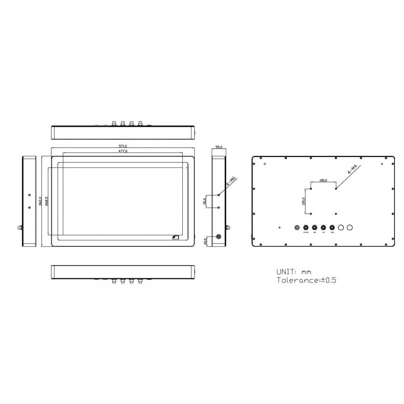 Industriell vattentät Full IP66 Panel PC Med Touch CPU I3 / I5 highnits 1000nits Stål 304/316