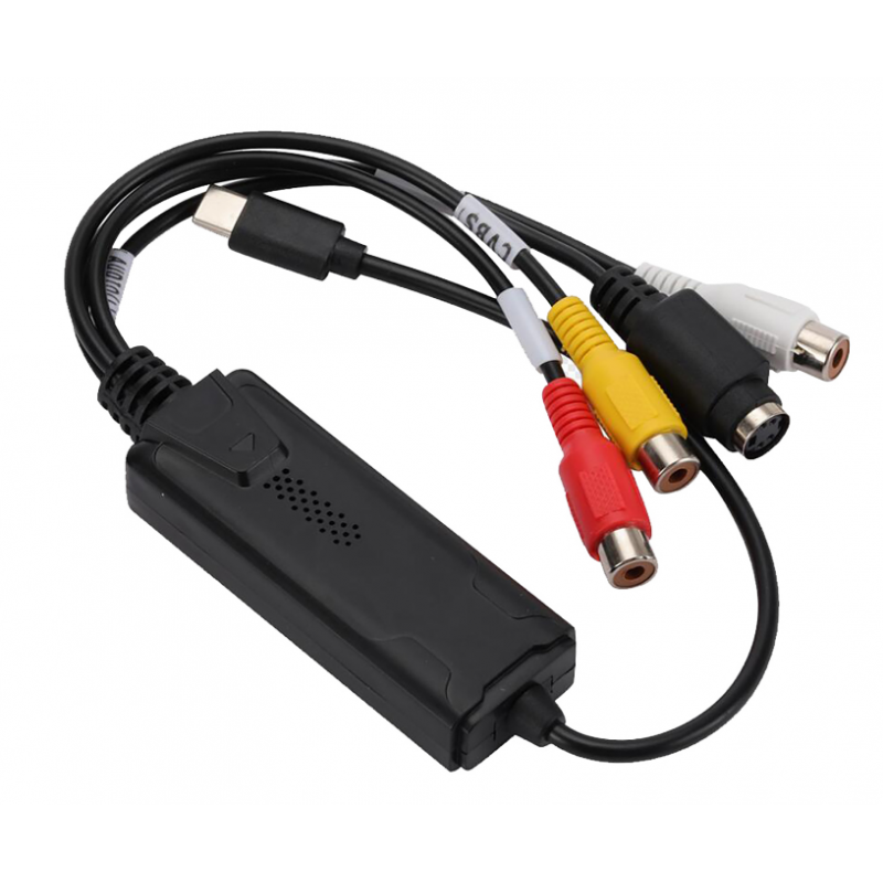 Typ-C Video Capture Card S-video och RCA-kompositvideoingång och USB-utgång