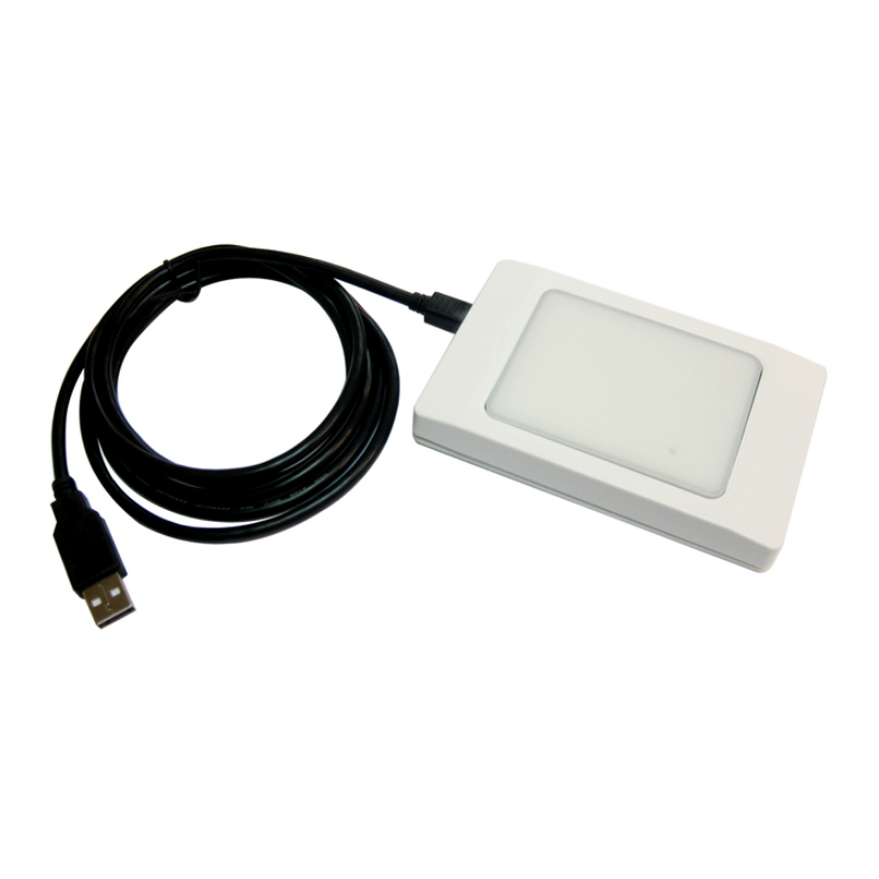 Vattentät dubbla band RFID läser 125kHz, 13.56MHz, NFC, EM400X, Mifare. 10 tecken decimal ascii. HID