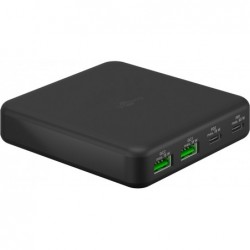 USB-C™ PD GaN bordsladdare med flera portar (65 W) svart 2x USB-C, 2x USB-A-portar