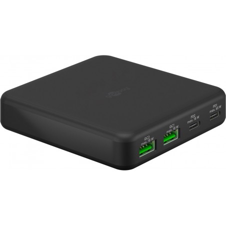 USB-C™ PD GaN bordsladdare med flera portar (65 W) svart 2x USB-C, 2x USB-A-portar