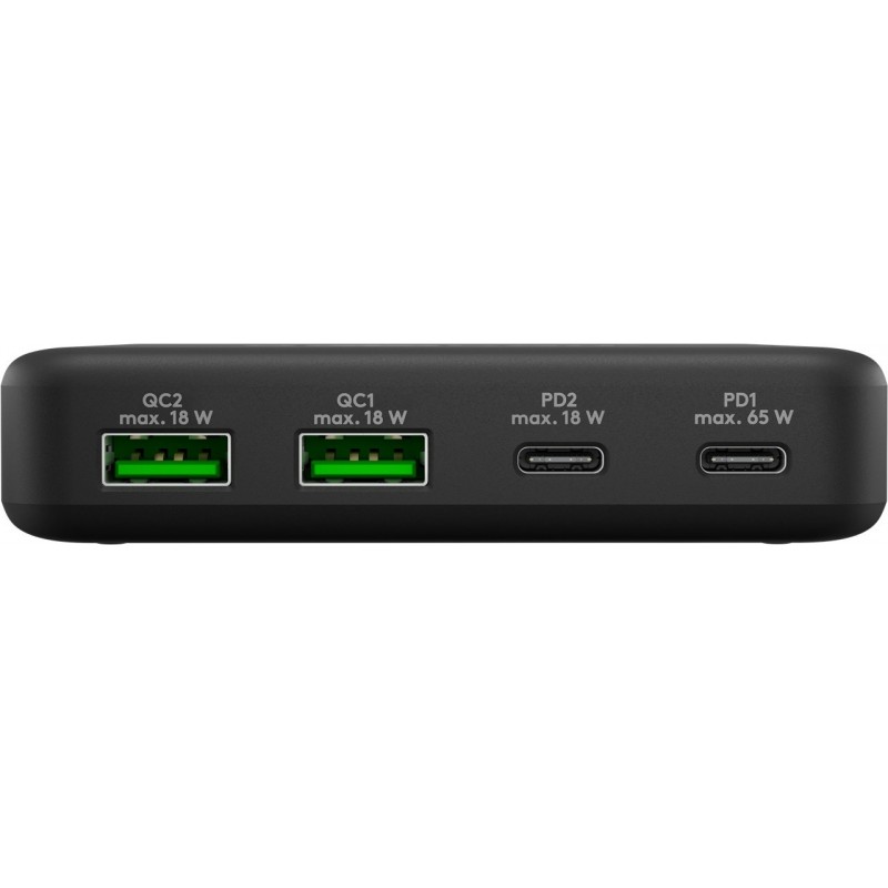 USB-C™ PD GaN bordsladdare med flera portar (65 W) svart 2x USB-C, 2x USB-A-portar