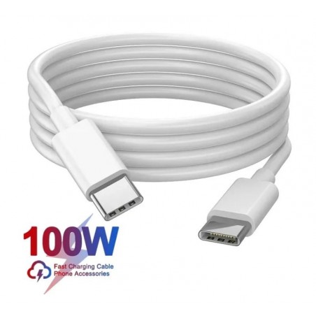 USB-C til USB-C laddkabel 100watt 5A, PD (strömförsörjning) 2M vit kvalitet Iphone Huawei Macbook iPad