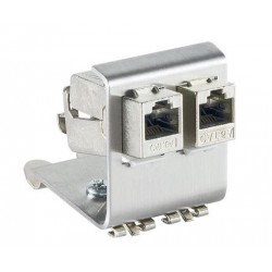 RJ45 DIN-adapter för 2xRJ45 Keystone-moduler metall