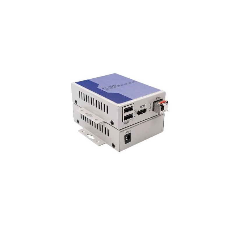 4K HDMI KVM, USB Extender över Single Core Fiber, Single Mode (20 km) eller Multi Mode upp till 300m