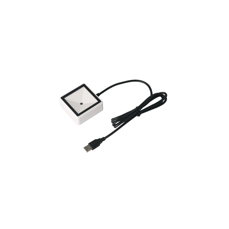 Desktop 1D 2D QR-skanner, USB. Bra för mobiltelefonskärmar. Box med fästhål