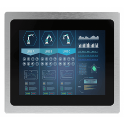 12" Panelmonitor PCAP Touch IP65 Front VGA HDMI 1000nits USB-skärm