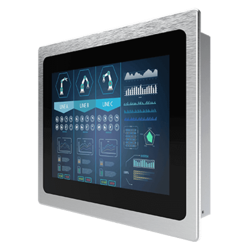 12" Panelmonitor PCAP Touch IP65 Front VGA HDMI 1000nits USB-skärm