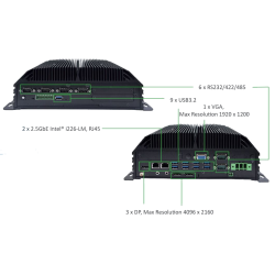 Industri PC Gen12/13, många USB, många RS232/422/485, Multig grafikutgångar 3xdp, 1x VGA, 3x HDMI, PXE, 2x2.5GbE