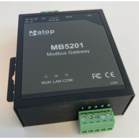 1-kanals TCP/RTU/ASCII Modbus Gateway. RS232/RS422/RS485. TCP Server/Client, Virtual Com med skruvterminal