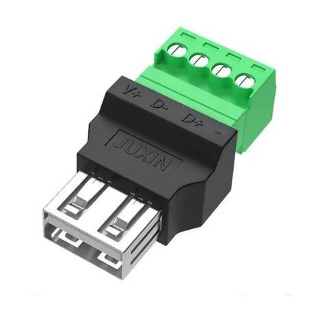 USB 2.0 Typ A hane/hona till 4-stifts skruvkontakt USB-uttag med skärm USB2.0 till skruvkontakt