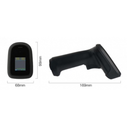 1D, 2D QR handhållen streckkodsläsare med Bluetooth och 2,4GHz. Med display.