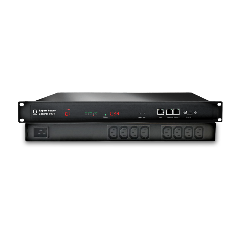 PDU med 8 x 230VAC utlopp. På / av-utgångar via nätverk