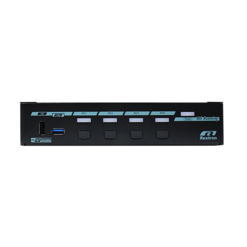 4-portars 4K HDMI KVM-matris med 2 x USB 3.2 och 4 x USB 2 (HID) med USB-roaming. PIP.
