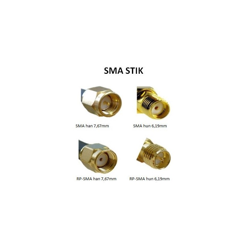 SMA hane till SMA hona, 50 ohm, GSM / LTE antenn svart, 20cm