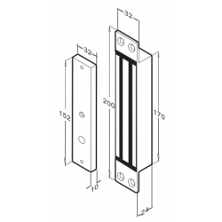 Kraftfull 12VDC elektronisk dörrmagnet - 136 kg hållkraft