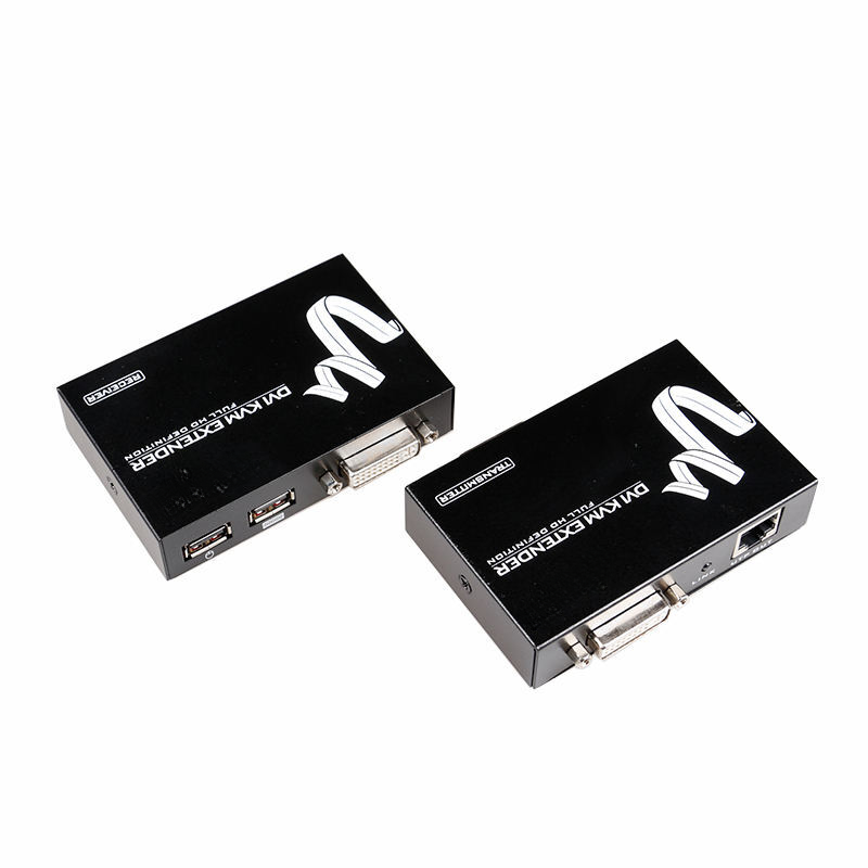 DVI-förlängare, Booster, KVM, USB, tangentbord, mus, Over Cat.6-kabel