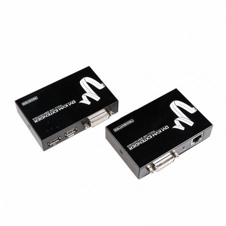 DVI-förlängare, Booster, KVM, USB, tangentbord, mus, Over Cat.6-kabel