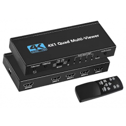 4 x 1 HDMI Multi Viewer 4 i 1-skärm, 4K30, 1080p/60, Fjärrkontroll, HDMI 1.4