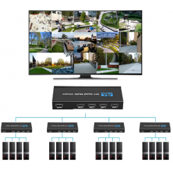 4 x 1 HDMI Multi Viewer 4 i 1-skärm, 4K30, 1080p/60, Fjärrkontroll, HDMI 1.4
