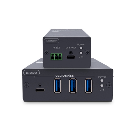 4-portars USB 3.2 Gen1 typ-C och typ-A-förlängare upp till 100 m över CAT6a
