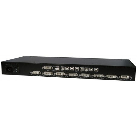KVM-switch för 8 datorer med DVI, ljud och USB