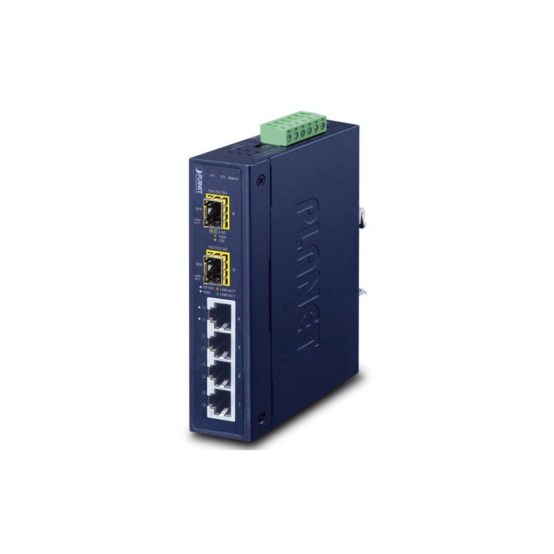 6-portars Gigabit-switch med RJ45- och SFP-portar