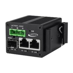 Mini mediaomvandlare i mikrostorlek 2 x RJ45 med 1 x fiber SFP-kortplats, 85 - 250VAC