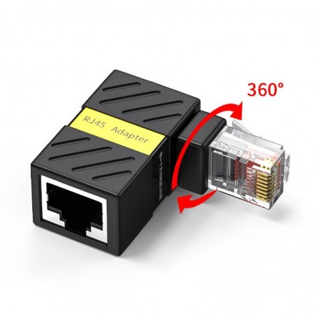 360° roterbar nätverkskontakt vinklad RJ45 Gigabit-adapter 90 grader hane till hona