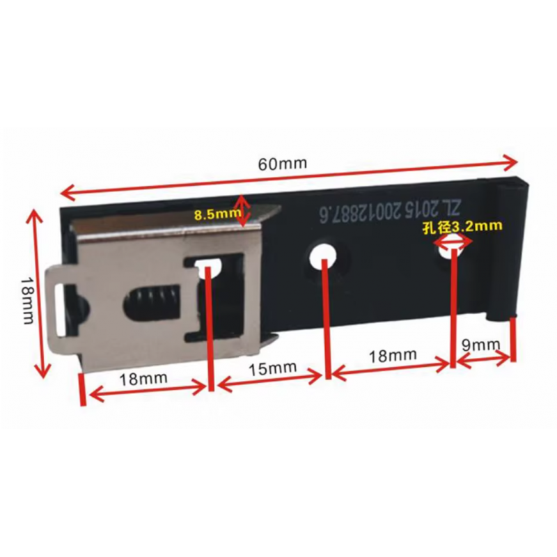 Säkert DIN-fäste med fjäder för PLC-, IoT- och HMI-installationer