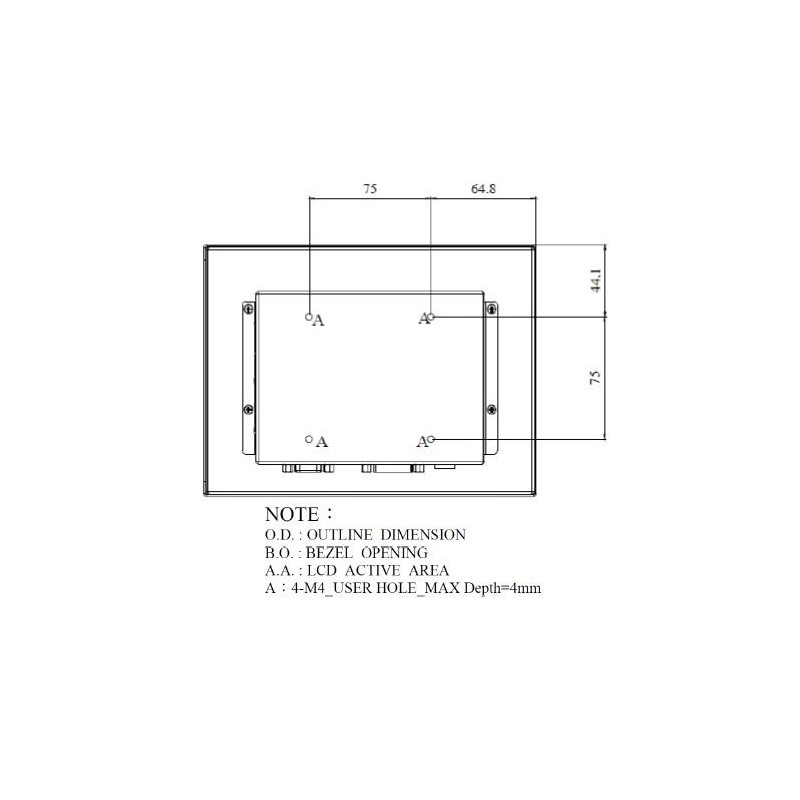 8,4" TFT-skärm för utomhusbruk med höga nitar, 1600, 12V VGA, DVI-D, HDMI-pekskärm, optisk bindning