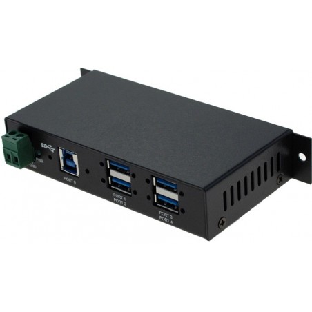 4-ports USB 3.0 DIN Rail Hub, 7-24VDC strömförsörjning, 900mA