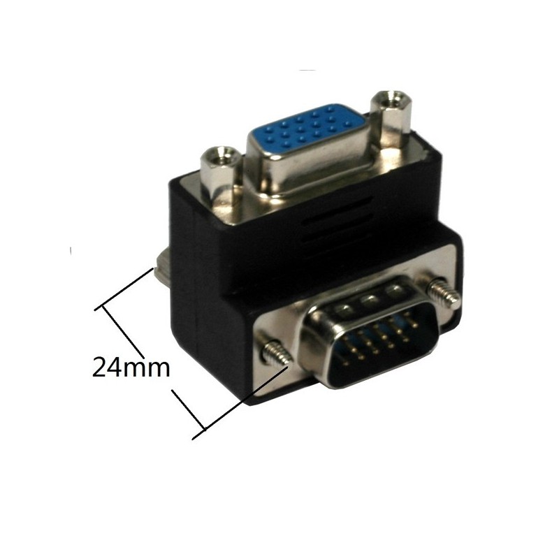 VGA 90º vinkeladapter: Rättvinklat DB15HD M/F-uttag