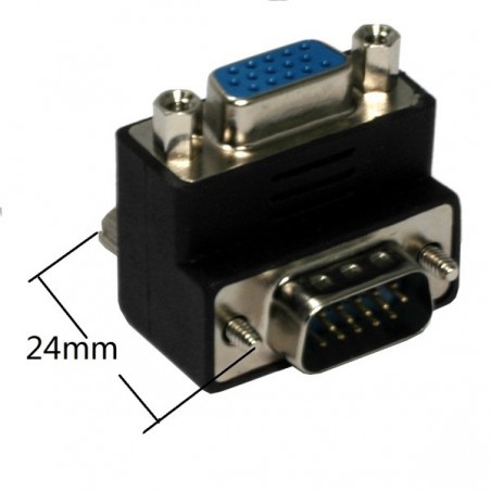 VGA 90º vinkeladapter: Rättvinklat DB15HD M/F-uttag
