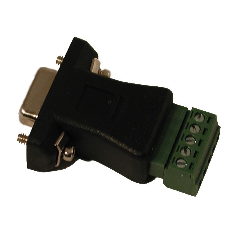Plint med SUB-D DB9 FEMALE-kontakt. Adapter med 5 skruvklämmor