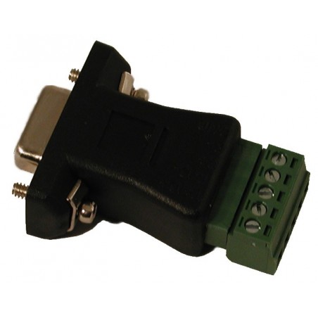 Plint med SUB-D DB9 FEMALE-kontakt. Adapter med 5 skruvklämmor