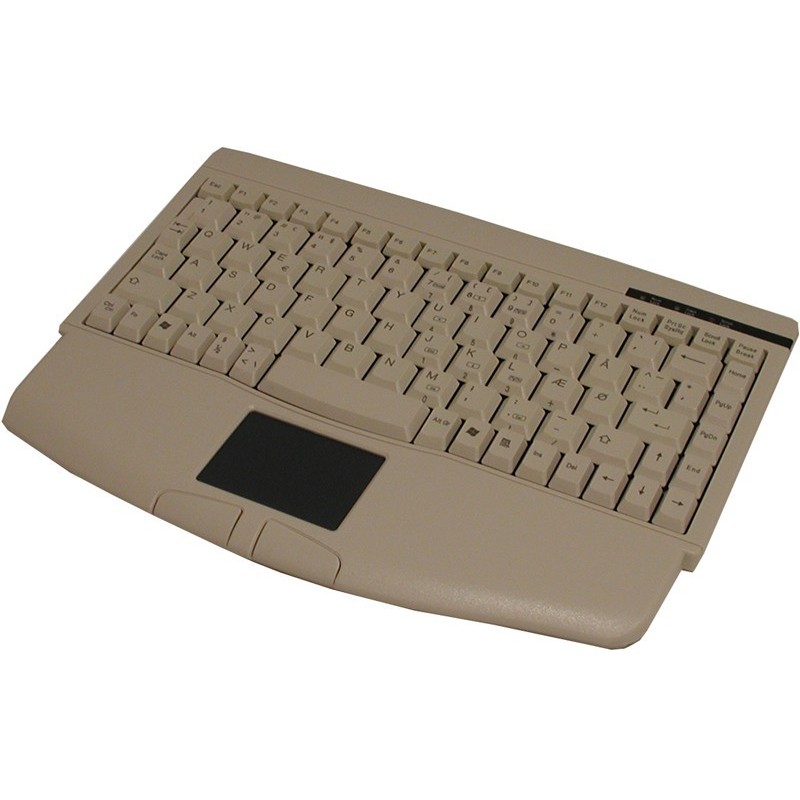 Standard PS / 2 mini-tangentbord i beige, 89 tangenter, med pekplatta, norska