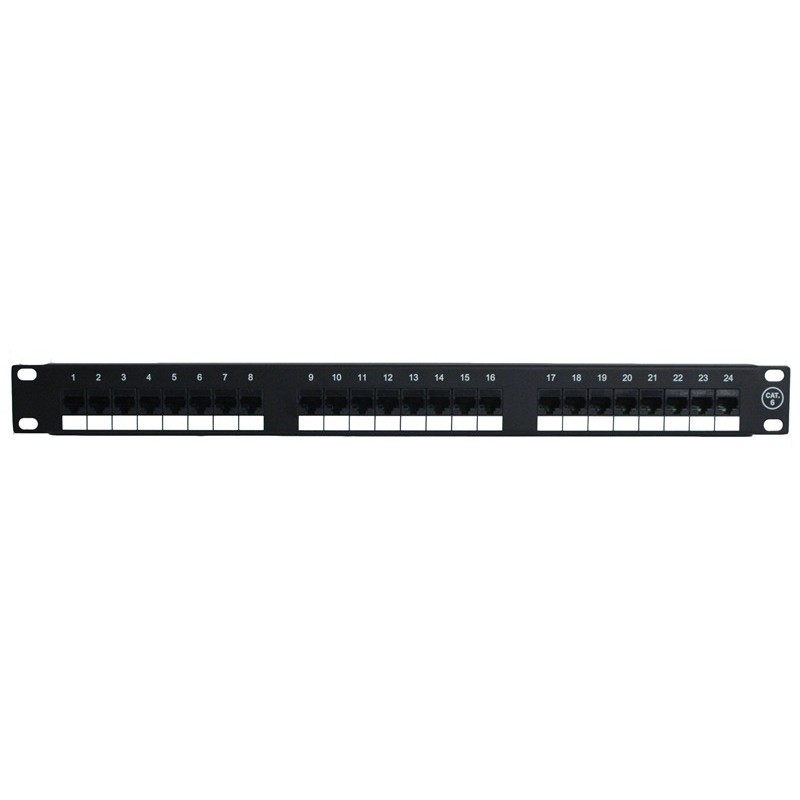 19 "Patch Panel till 24 x RJ45, UTP - Svart