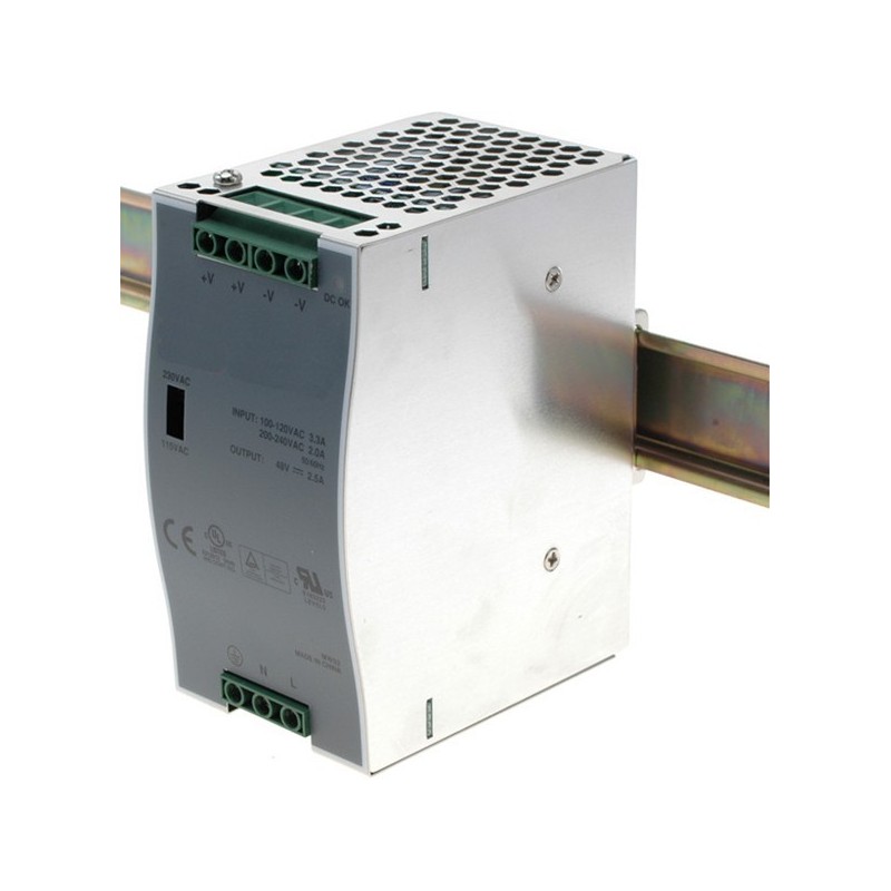 48VDC / 2.5A, 96W, AC / DC strömförsörjning, DIN skena - Binär Teknik AB