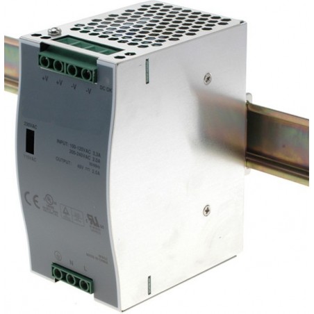 48VDC / 2.5A, 96W, AC / DC strömförsörjning, DIN skena - Binär Teknik AB