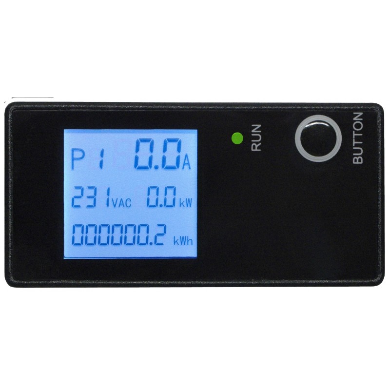 PDU Strømskinne med LCD display 8x C13 IEC hun stik, Strøm- Spænding og effekmåling