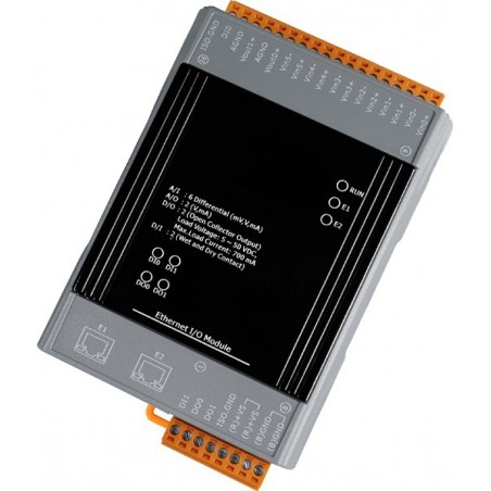 Digitala ingångar 8 x Wet 0 - + 50VDC 500Hz, 8 x Digital utgång (OC) + 40VDC 650mA, 2 x RJ45, Modbus