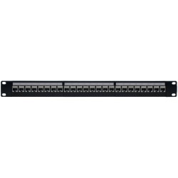 24-portars Cat 6 patchpanel - verktygsfri RJ45-genomföring, svart