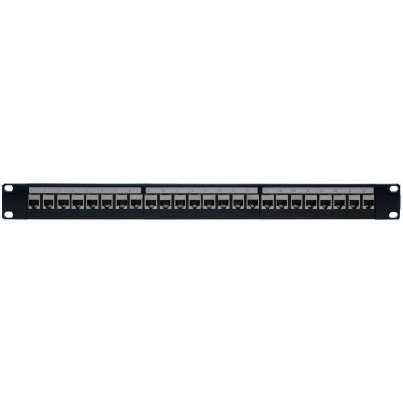 24-portars Cat 6 patchpanel - verktygsfri RJ45-genomföring, svart