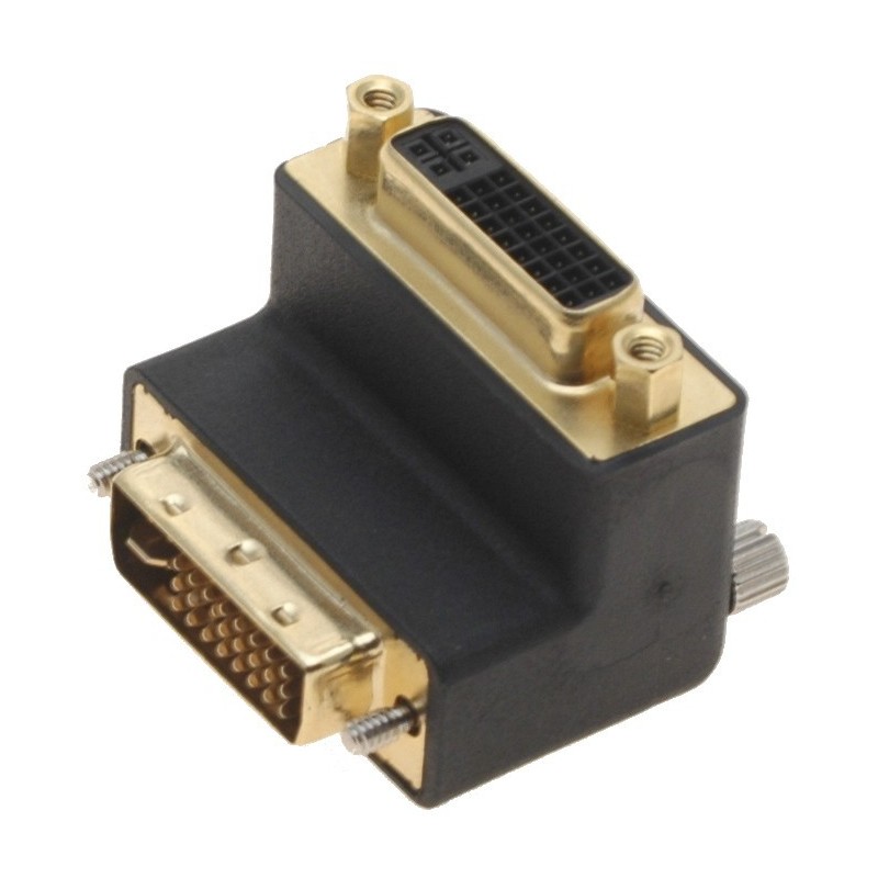 DVI-I-adapter hane till hona 90º vinkelkontakt